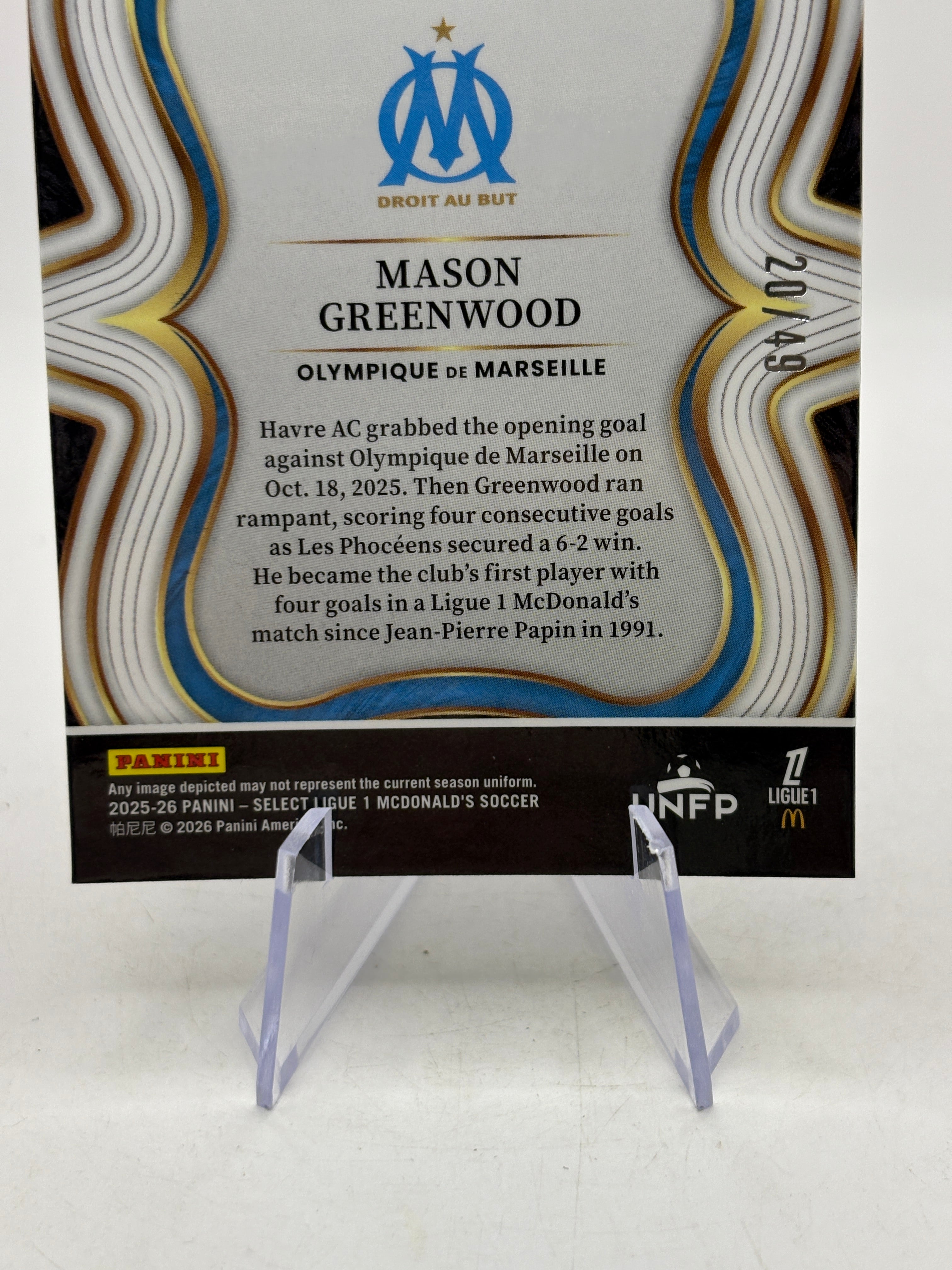 2025-26 Panini Select Ligue 1 - Mason Greenwood Purple Dragon Scale /49 - photo 4